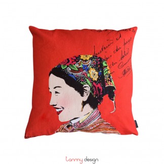 Cushion cover printed Vietnamese ethnic woman-Miss Hue